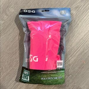 DSG Vibrant Pink Youth Shin Guards socks